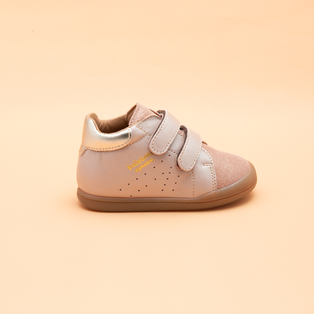 FASTY VELCRO-CUIR ROSE PALE